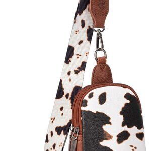 Cow Print Crossbody Bag for Women Vegan Leather Small Western Purse